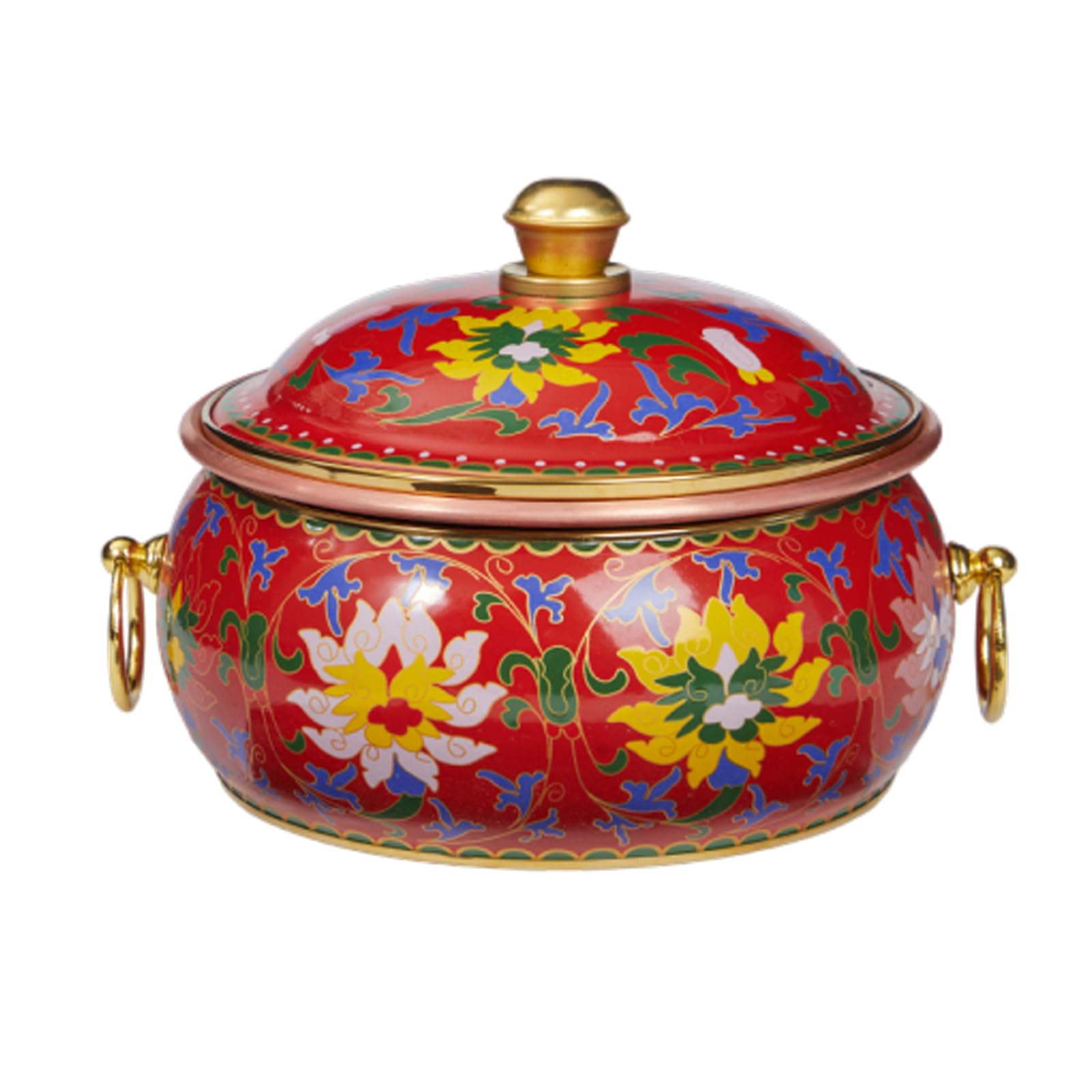 asdchZen Hot Pot Beijing Chinese Copper Chafing Dishes Single Person Small Copper Potshabu Shabu Pot Cloisonne Hot Pot,H,G