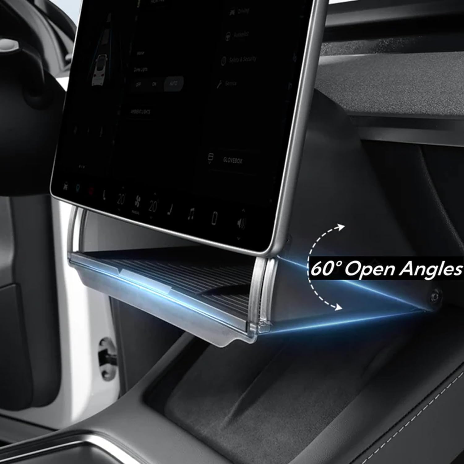 Caja de Almacenamiento Debajo de la Pantalla para Tesla Model Y 2020-2024 Model 3 2017-2023 Organizador sin Deslizamiento Establecimiento Oculto de Almacenamiento la Consola Central