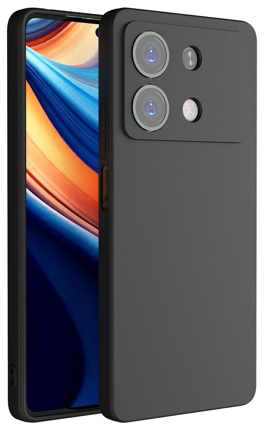 Matte Flexible Back Cover for Poco X6 Neo (5G) | Slim Silicone with Soft Lining Shockproof Full Body Bumper Case (Black) Poco X6 Neo (5G)