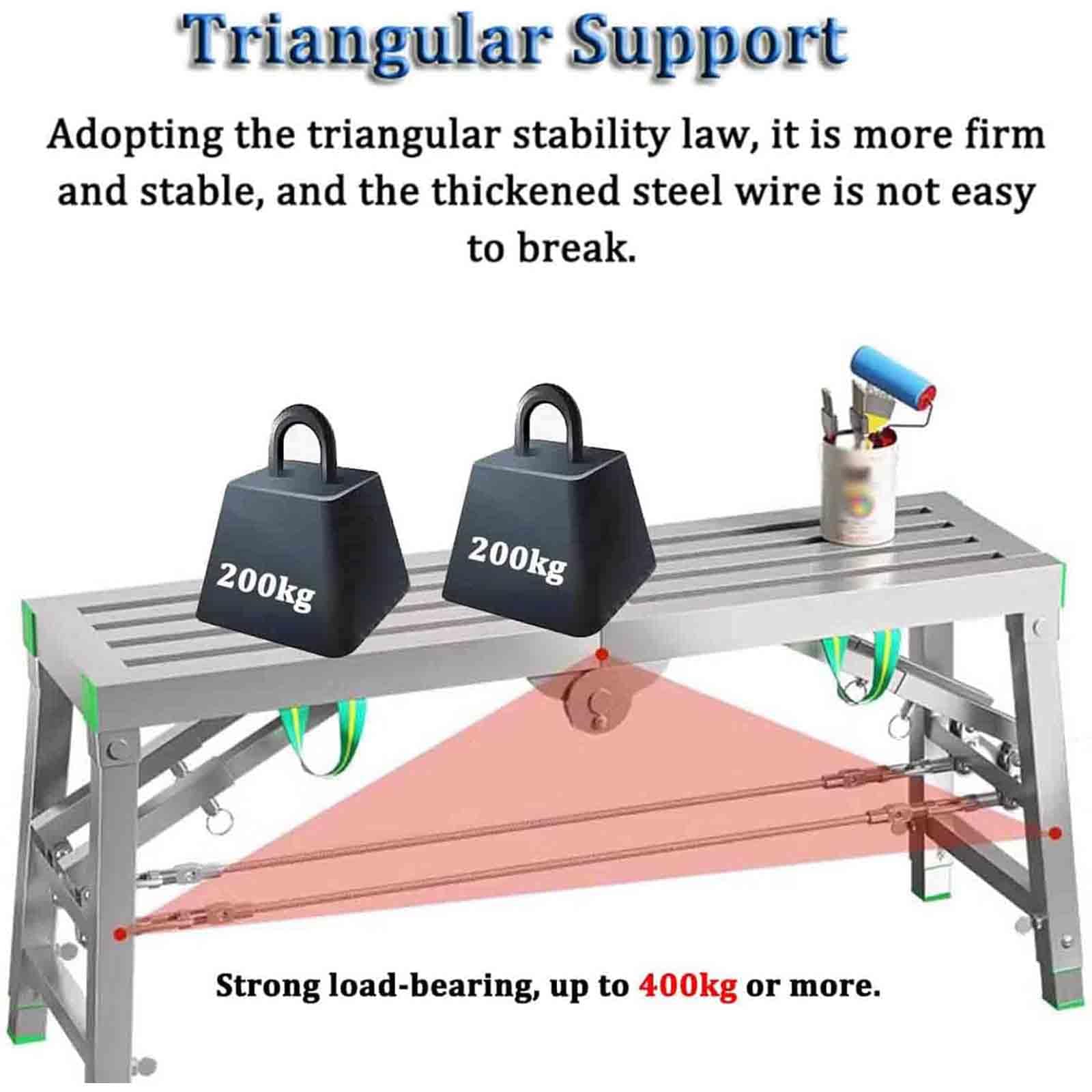 Plataforma de trabajo plegable y ajustable, andamio portátil, capacidad de 400 kg, para renovación del hogar