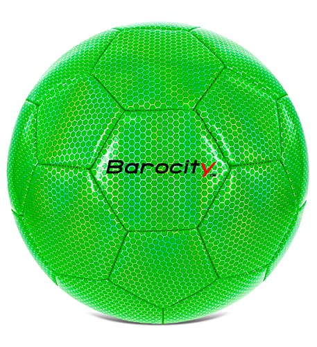 Image of Green Size 3 Soccer Ball for Kids - Durable, Soft, and Fun with Rainbow Design