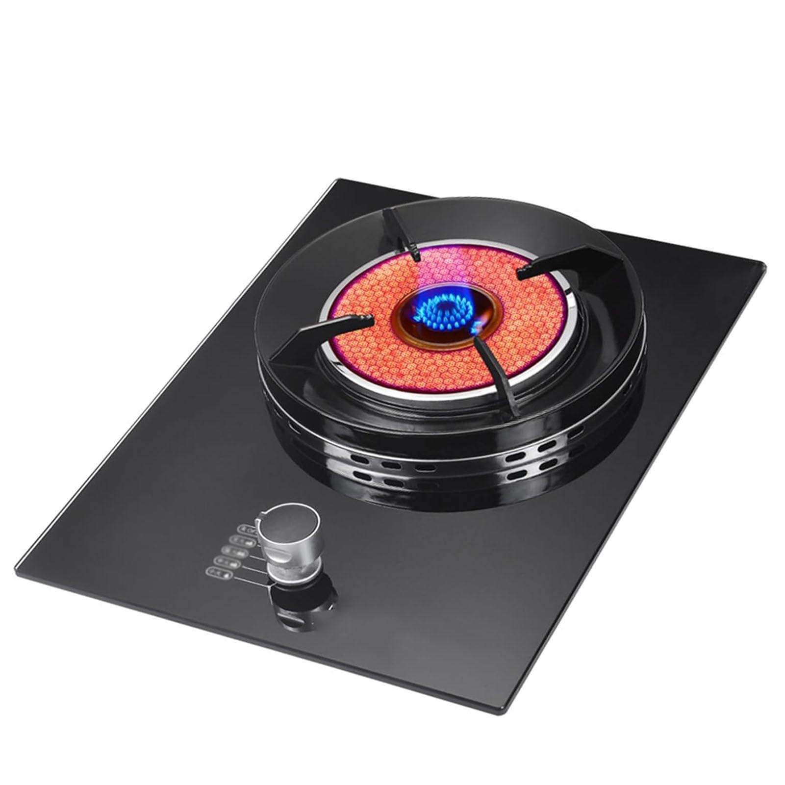 THEGA Cucina A Gas A 1 Fuoco, Stufa A Gas da 4,2 KW, Griglia per Pentole in Ghisa E Vetro Temperato, con Protezione Anti-spegnimento, Piano D'appoggio Indipendente(NG)