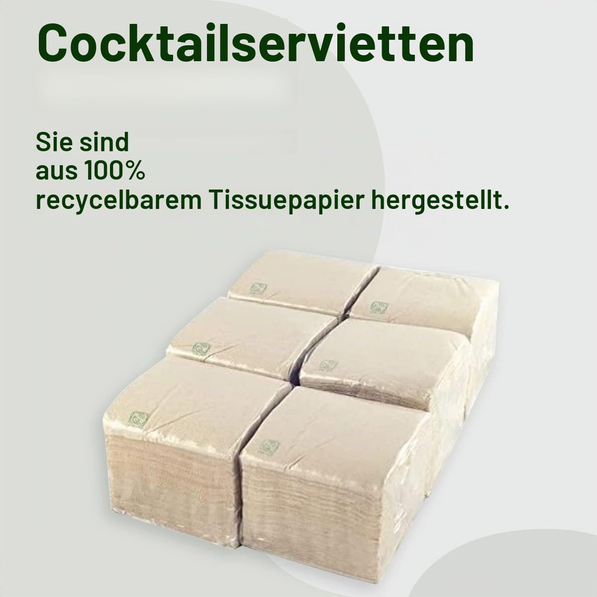 Hostelnovo – 600 Stück Cocktailservietten der Marke Bio-Eco – Color Natural – 100% recycelbar – Micropoint – 10 x 10 cm (gefaltet) und 20 x 20 cm (aufgeklappt)