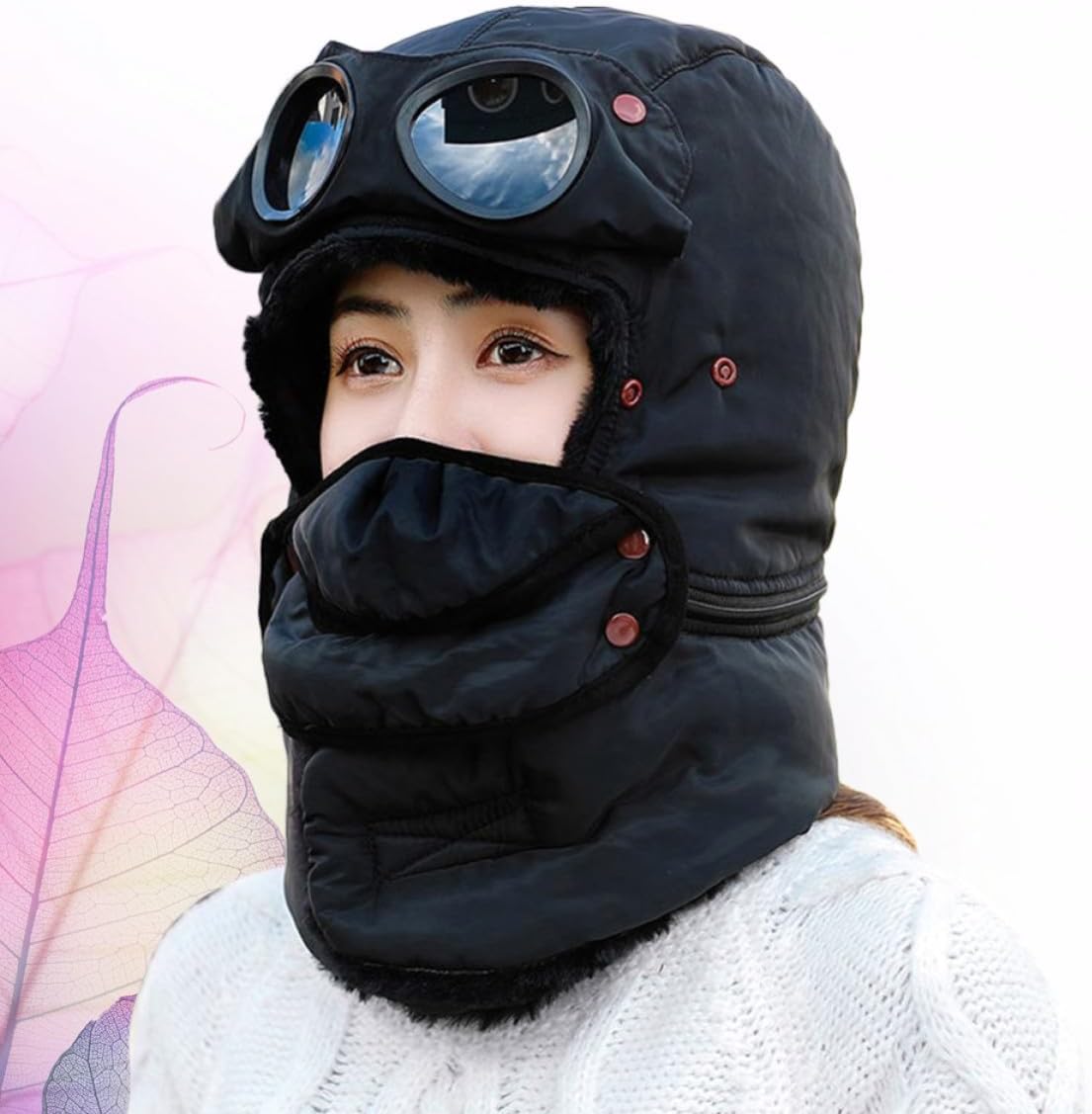 Winter Skiing Windproof Ear Cover Cap, Thickened Cotton Black