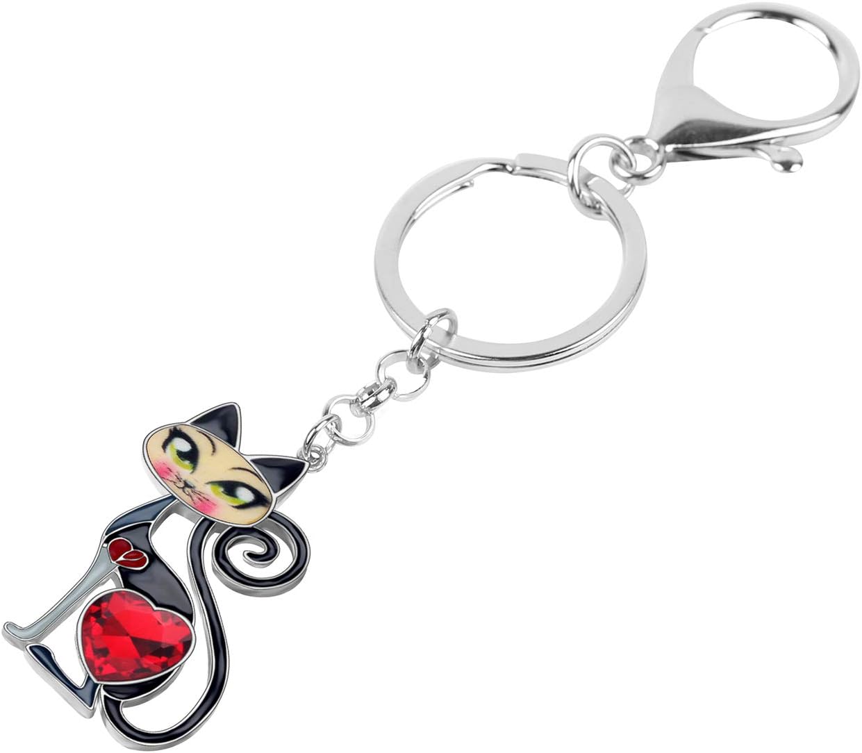 BONSNY Enamel Alloy Chain Cat Key Chains For Women Car Purse Handbag Charms keychains Gifts - Image 4