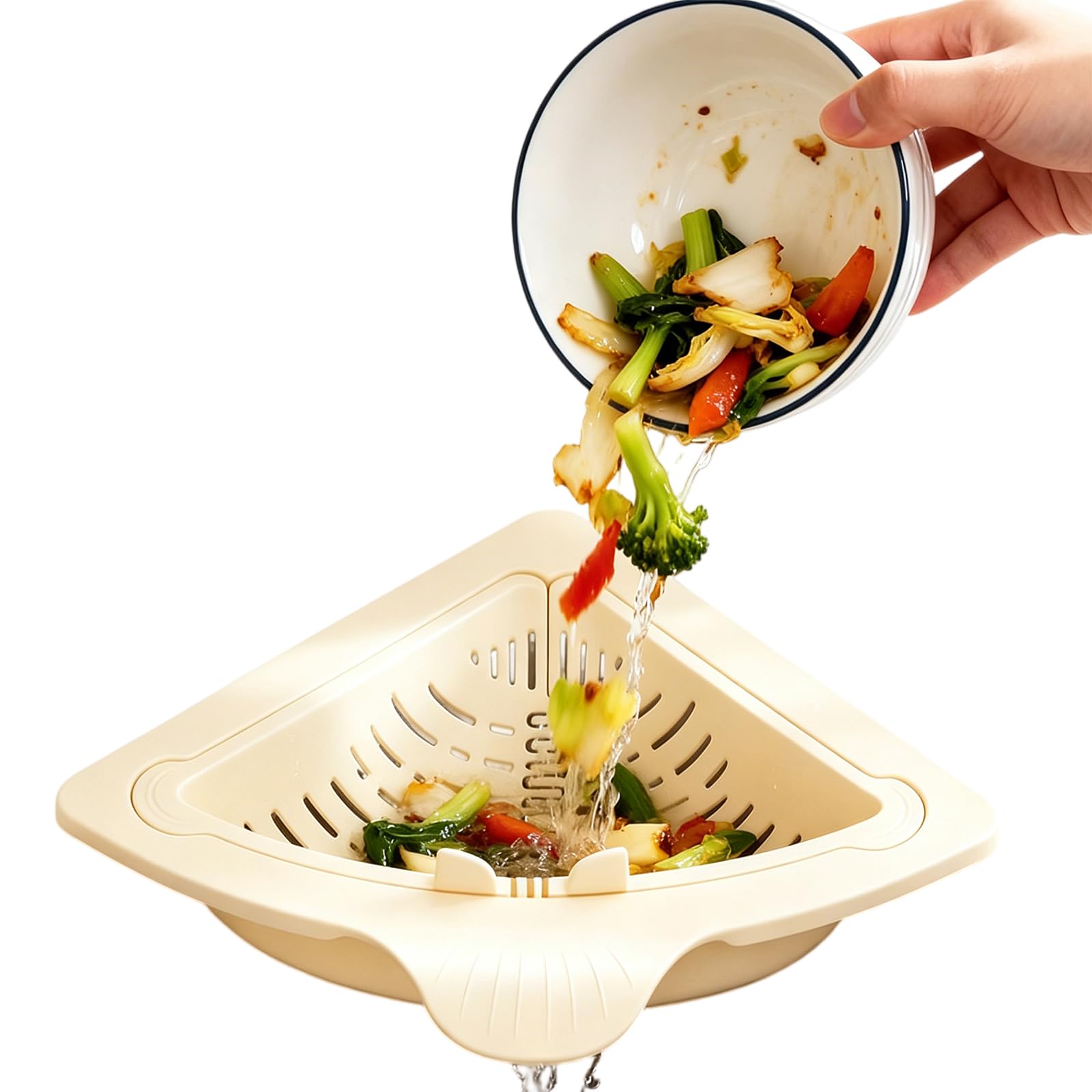 Generic Triangular Magnetic Sink Strainer Basket with Twist-Open Bottom Corner Drain Filter Suction Corner Sink Strainers for Washing Fruits Vegetables