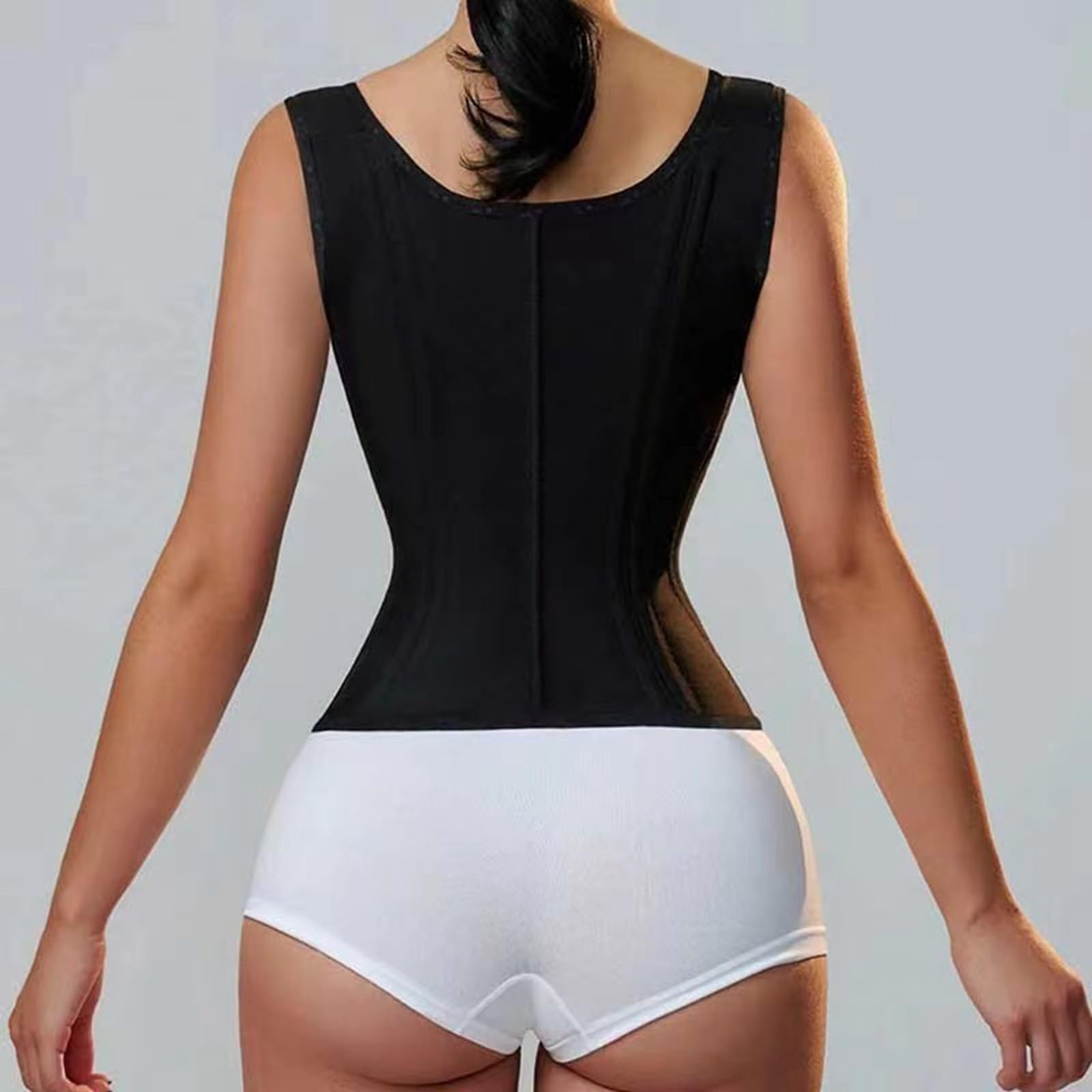 Genérico Chaleco Moldeador de látex Estilo Faja Abdominal, Prenda Exterior Retro con Cremallera y Botones.(Black,S)#1