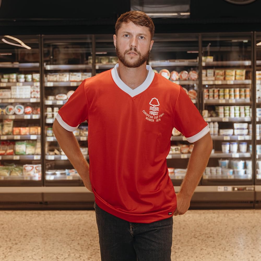 COPA - Maglia retrò - Calcio - Uomo - Nottingham Forest Finale Coppa dei Campioni 1979 - Rosso - 100% Poliestere