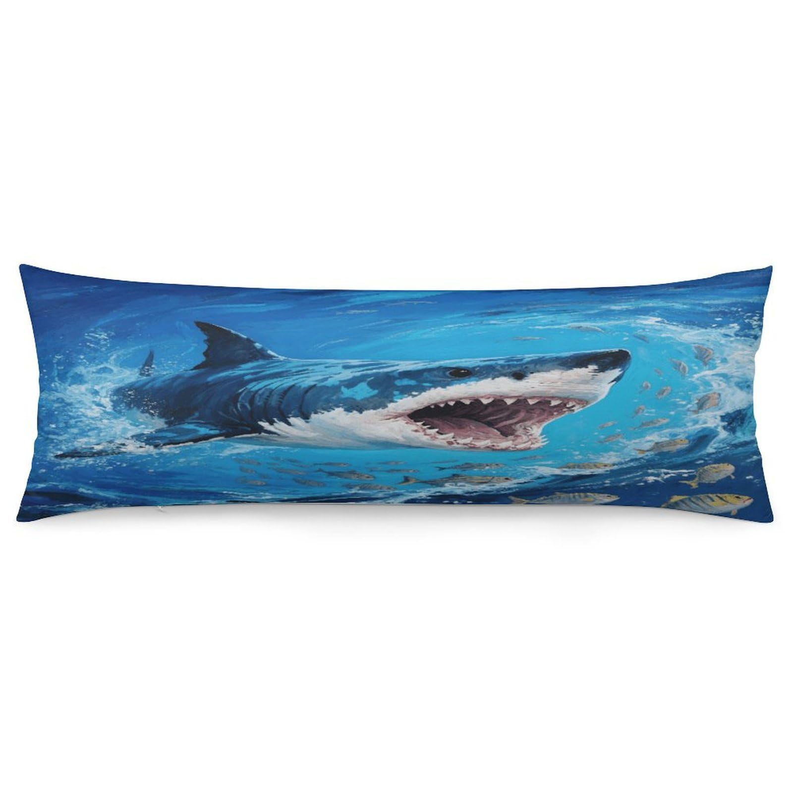 Fiercely Shark Throw Pillow Cover Soft Lumbar Pillow Covers with Zipper Breathable Rectangular Cushion Case Polyester Pillow Case Decorative Body Pillow Cover for Couch Bed