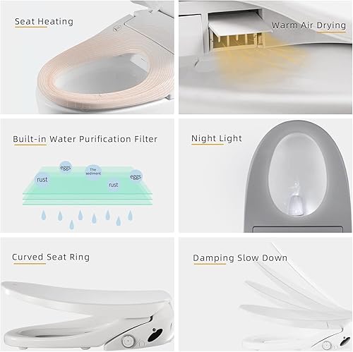 Miniatura 8 de Bejoan X7 Bidet Toilet Seat, Elongated Bidet Attachment for Toilet Warm Water with Soft Close, Electric Heated Bidet Seat with Water Filtration