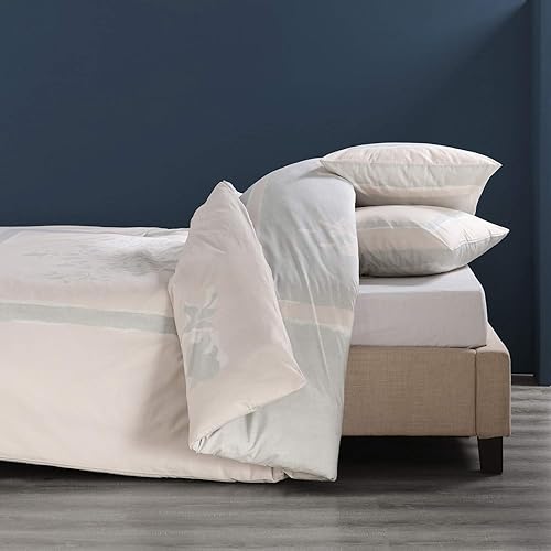 Miniatura 4 de Exclusive Fabrics Furnishings Villa - Juego de funda de edredón reversible de algodón con estampado de percal gris y tostado, tamaño Queen