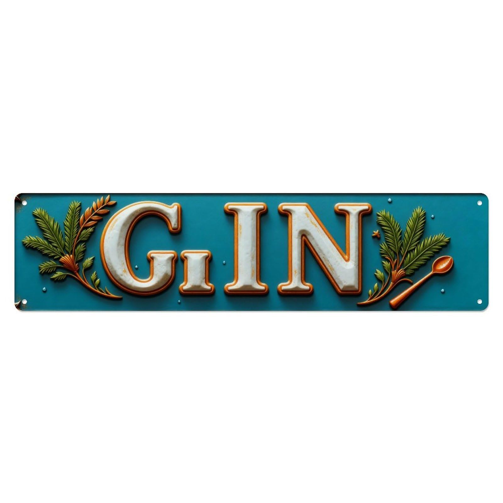 Gin Bottle Label Design Pattern Metal Tin Sign Plaque
