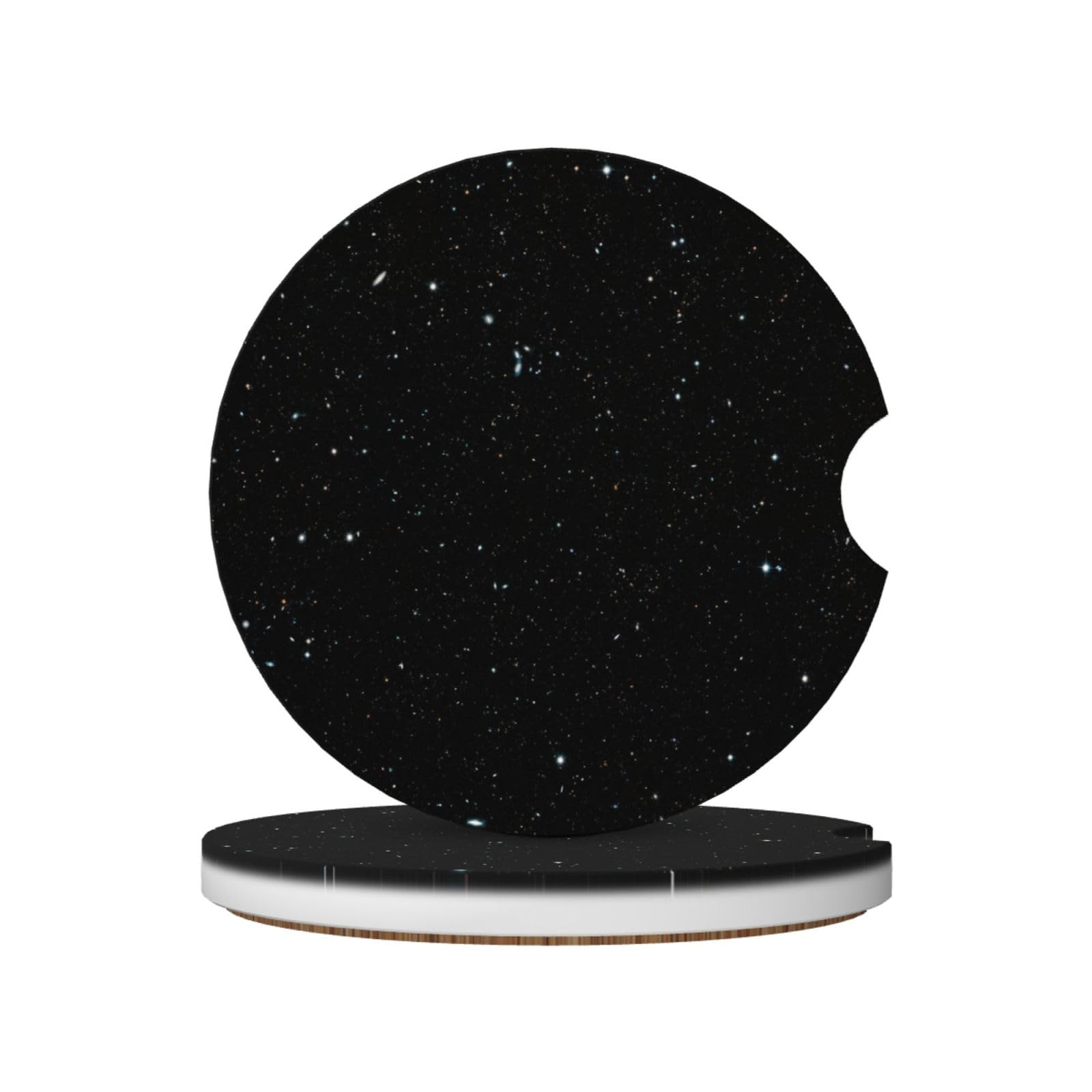 Black Glitter, Car Cup Holder Coasters 2 Pack, Absorbent Ceramic Car Coasters with Non Slip Cork Base