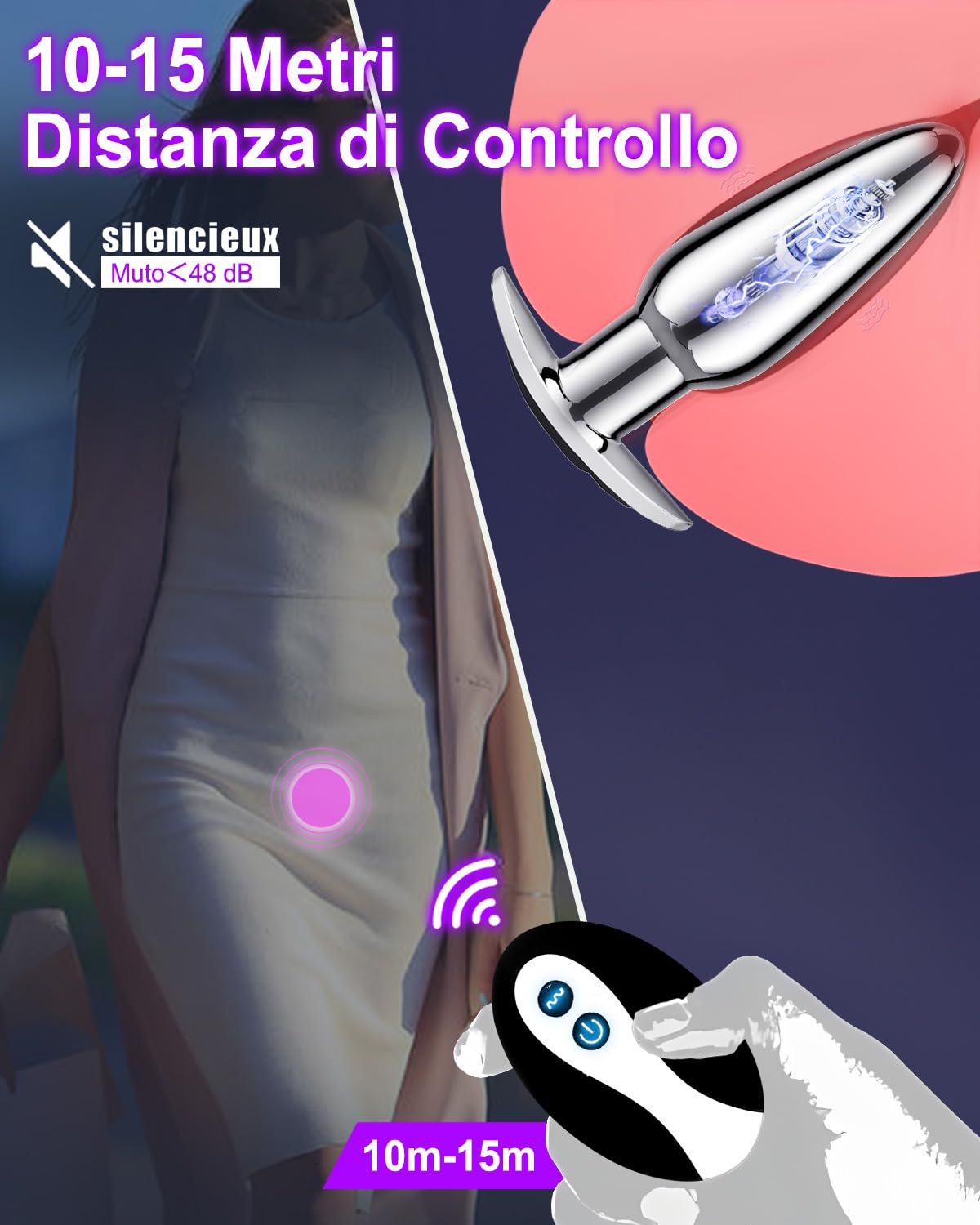 Vibratore Plug Anale-Dilatatore Donna Sexytoysys Uomo Coppia Vibratoreper Donna Professionale Wireless con Telecomando Sex Toys Vibratore per Uomo Vibratori (Metals)
