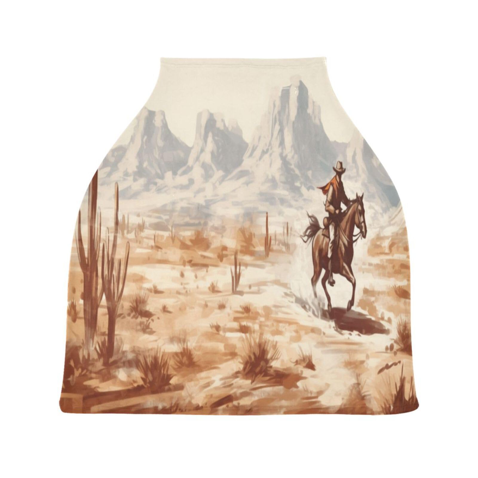 YETTASBIN Western Desert Cowboy Baby Car Seat Cover, Stretchy Canopy Cover Soft Breastfeeding Cover Breathable Infant Stroller Cover for Newborn Girl Boy