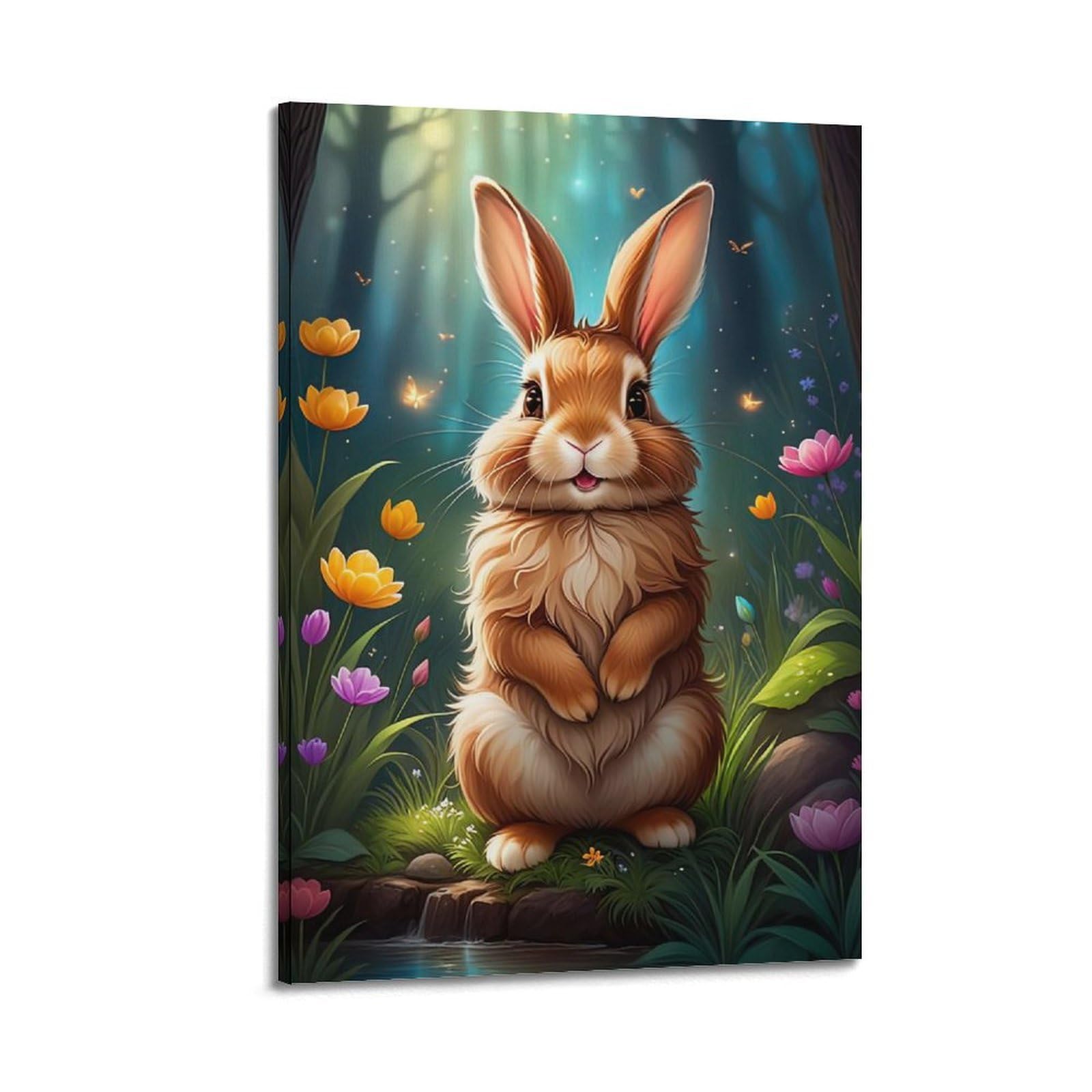 CXHJCA Animal Poster Rabbit by The River Poster Decorative Painting Canvas Wall Posters And Art Picture Print Modern Family Bedroom Decor Posters 24x36inch(60x90cm)