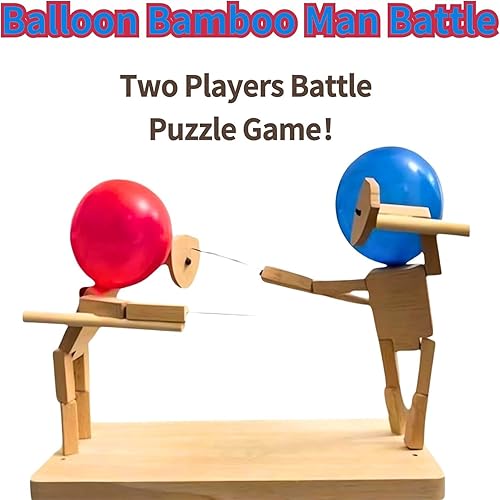 Miniatura 3 de Globo de batalla de hombre de bambú, marionetas de madera hechas a mano, batalla de hombre de bambú 2024, divertido y emocionante juego de batalla