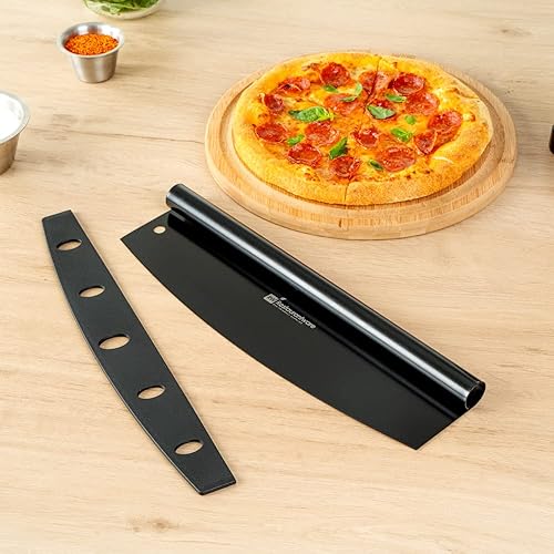 Miniatura 8 de Restaurantware Met Lux - Cortador de pizza de acero inoxidable negro, con tapa, 13 34 x 3 12 pulgadas, caja de 1 unidad