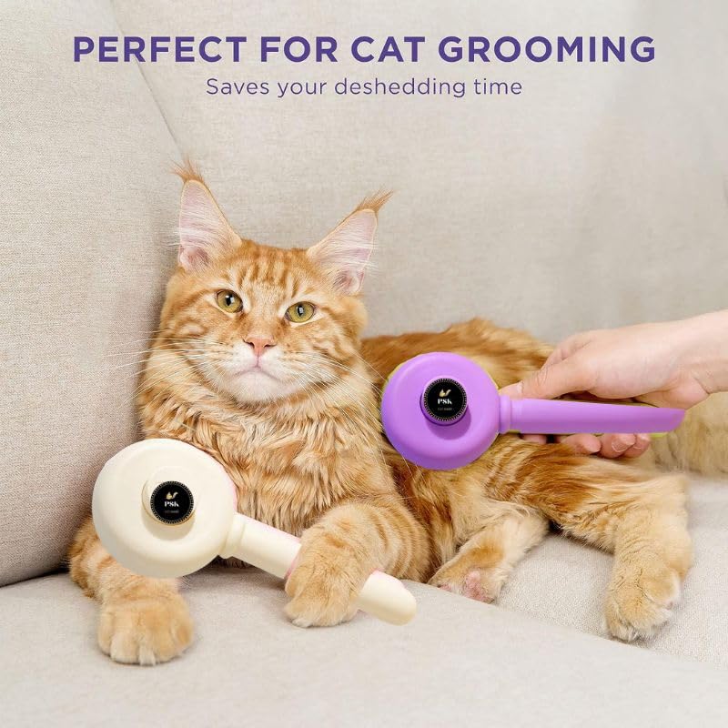 PSK PET MART Self Cleaning Slicker Brush, Pet Grooming Shedding Brush for Dogs and Cats - Easy to Remove Loose Undercoat, Pet Massaging Tool Suitable for Pets with Long or Short Hair (Round Comb) 3