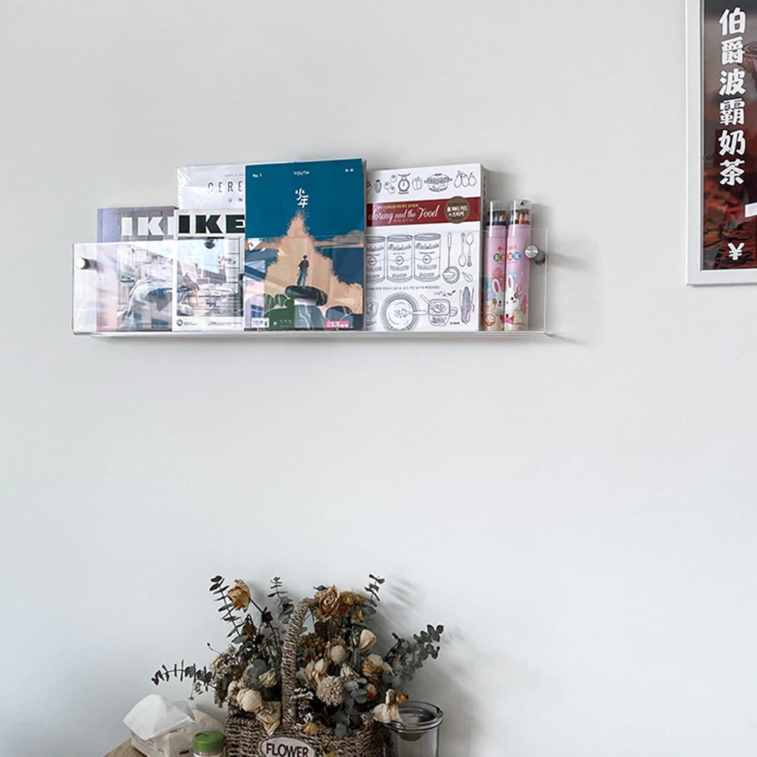 Présentoir à magazines commercial transparent de 120cm en acrylique de luxe