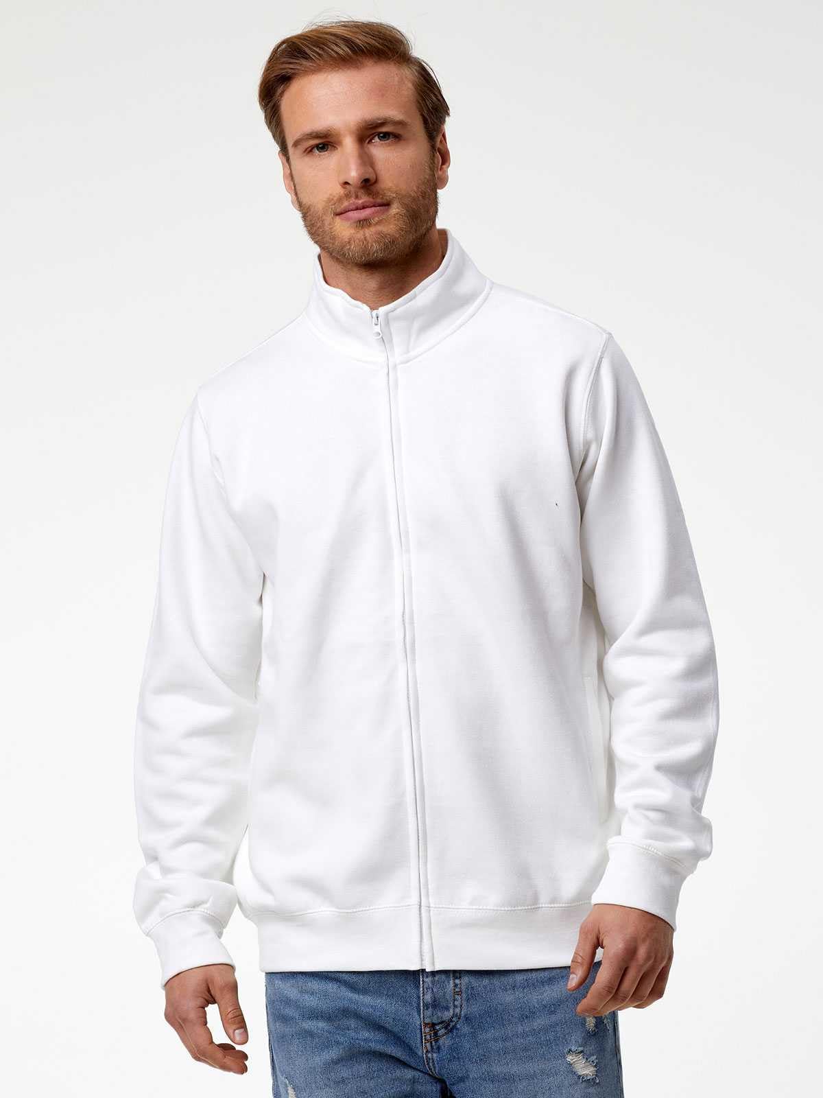 CHEMAGLIETTE! Felpa Uomo Zip Intera - Maglia Tuta Felpata Cotone, Felpe da Lavoro Maglie Senza Cappuccio Tinta Unita Stampabili, Polsini in Costina Basic Jacket Full Zip