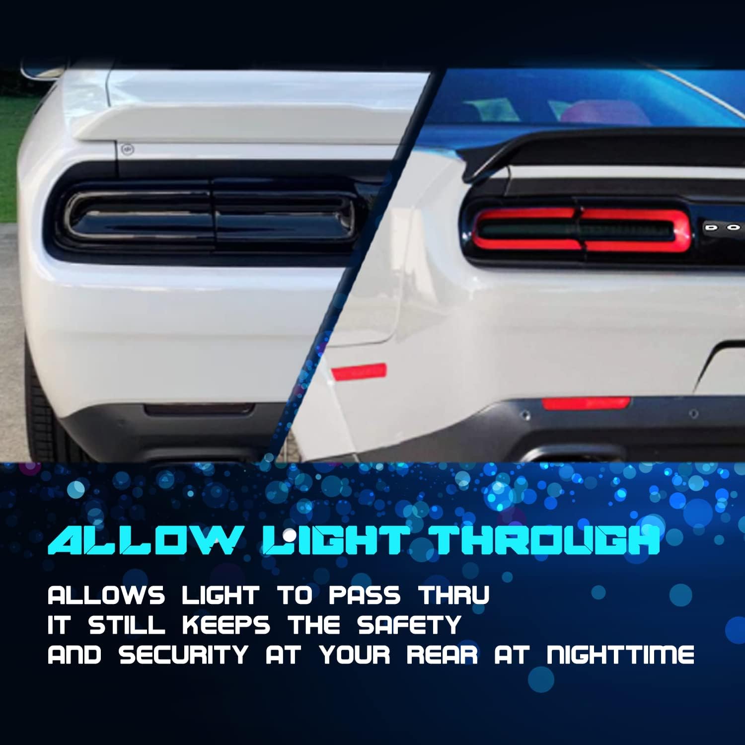 Camoo Smoked Tail Light Covers Rear Light Guards Trim Exterior Accessories for Dodge Challenger 2015-2023 (4Pcs)