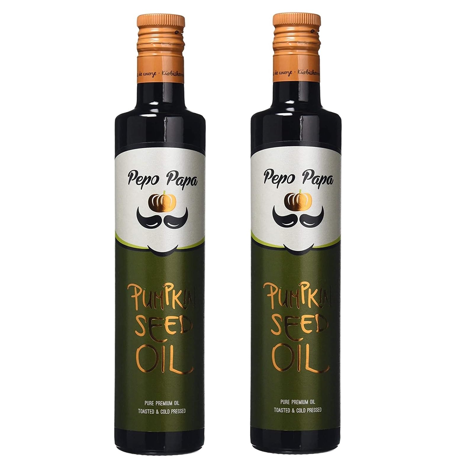 Pepo Papa - Huile de pépins de citrouille - Huile Pure Premium grillée et pressée à froid - Végétalien (2 x 500 ml) - 1