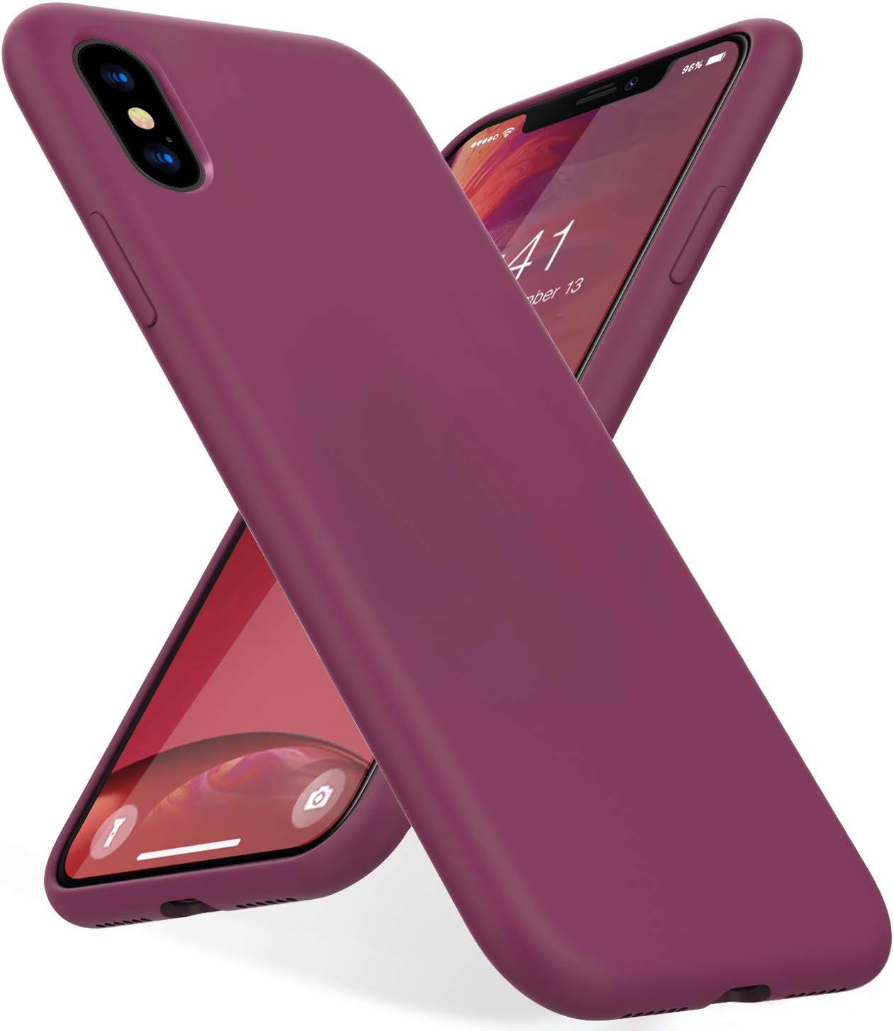 iPhone X/Xs Case, Soft Silicone Gel Rubber Bumper Case Anti-Scratch Microfiber Lining Hard Shell Shockproof Full-Body Protective Case Cover for iPhone X/iPhone Xs-WineRed