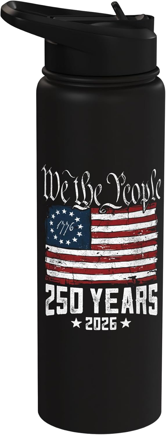 We The People US American Flag 250 Years 2026 Stainless Steel Insulated Water Bottle