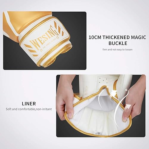 Miniatura 4 de WESING Guantes de boxeo para hombres 14 Oz MMA Training Sparring Guantes 16 Oz Punch Mitts