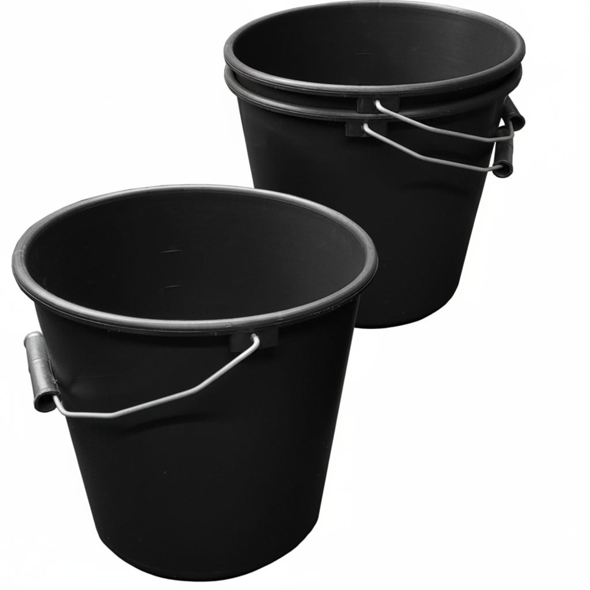 Ketoplastics Black Plastic Calf Feed Buckets Heavy Duty With Metal Handle - 1 Gallon 5L Bucket 3Pack