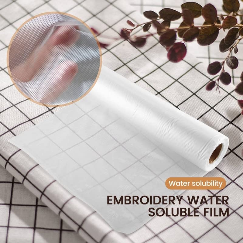 Clear Wash Away Water Soluble Embroidery Topping Film 12 Inch X 30 Yd Roll For Machine Embroidery And Hand Sewing - (Color: Maroon)