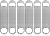 KISEER Heavy Duty Stainless Steel Flat Bottle Opener 6 Pack - Durable Beer Soda Opener for Bar Kitchen Party