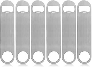 KISEER Heavy Duty Stainless Steel Bottle Opener 6 Pack - Durable Flat Bar Key for Beer Soda Kitchen Bar Restaurant