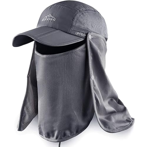 ELLEWIN Outdoor Sun Hat for Men Women UPF 50+ Fishing UV Hat with Neck Flap Face Cover for Sun Protection