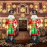 Morejoy 12FT Giant Christmas Inflatable Solider - Christmas Inflatable Outdoor Decoration Nutcracker Soldier with Candy Cane -Blow up Yard Decoration with Built-in LEDs Perfect for Yard/Lawn/Garden