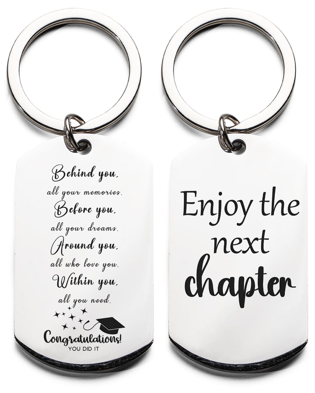 HOMEVAGE Graduation Gifts For Son, Daughter, Him, Her Class - Congratulations GIfts - Laser Engraved Keychain - Gift For Student From Mom, Dad, Grandma, Grandpa, College Graduation Gift, Large, White