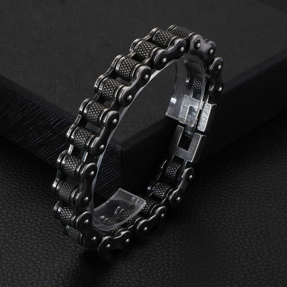 Genérico Pulsera De Acero De Titanio, Cadena De Bicicleta para Hombre, Cadena Cubana Pulida, Hipoalergénica, Ideal para Regalar