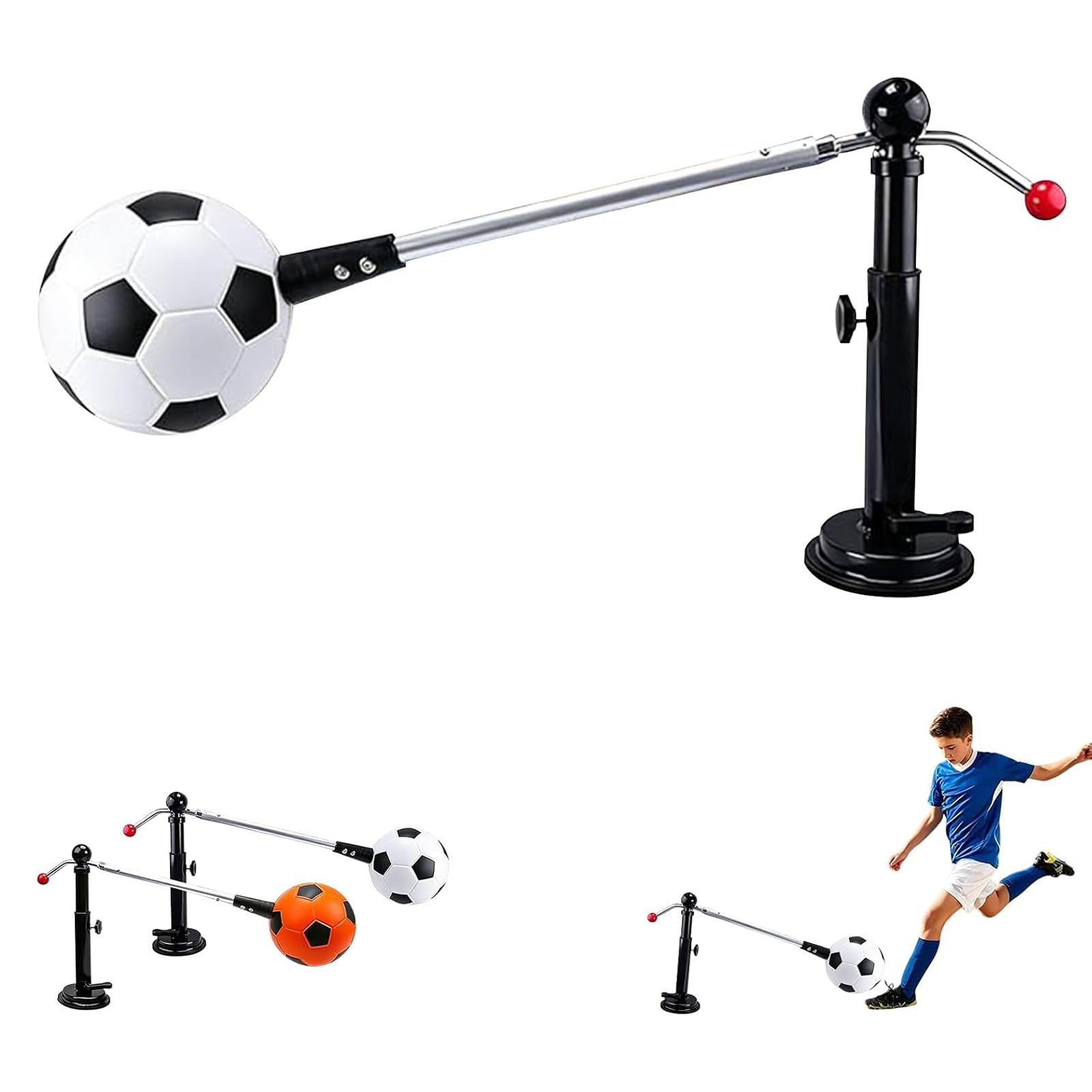 Obrotowy trener piłki nożnej o 360°, Iron PU, 42 cm | Niezależna kontrola piłki, sprzęt do treningu zwinności solo do użytku na zewnątrz w ogrodzie przydomowym
