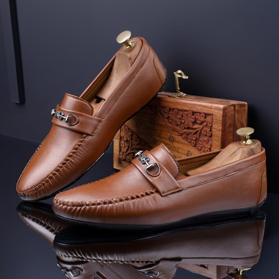 Image of WUGATTI Men's Leather Slip-On 100% Pure Leather Stylish Standard Casual Loafers
