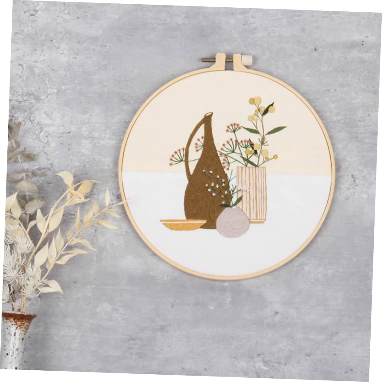 NUOBESTY 4 Sets Kits de Bordado Diy, Hilo de Bordar para Hogar Patrones de Flores, Adecuado para Manualidades y Decoración