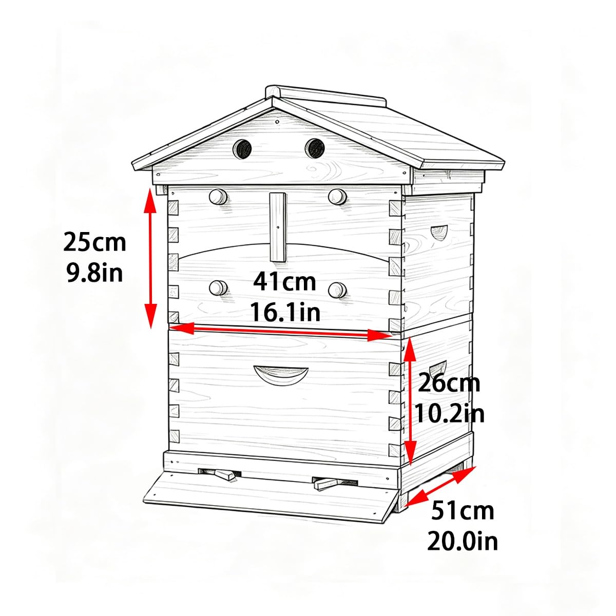 Kit arnia a flusso automatico, arnia in legno di abete cerato principianti | Legno di abete cerato, sistema a flusso automatico, apicoltura per principianti