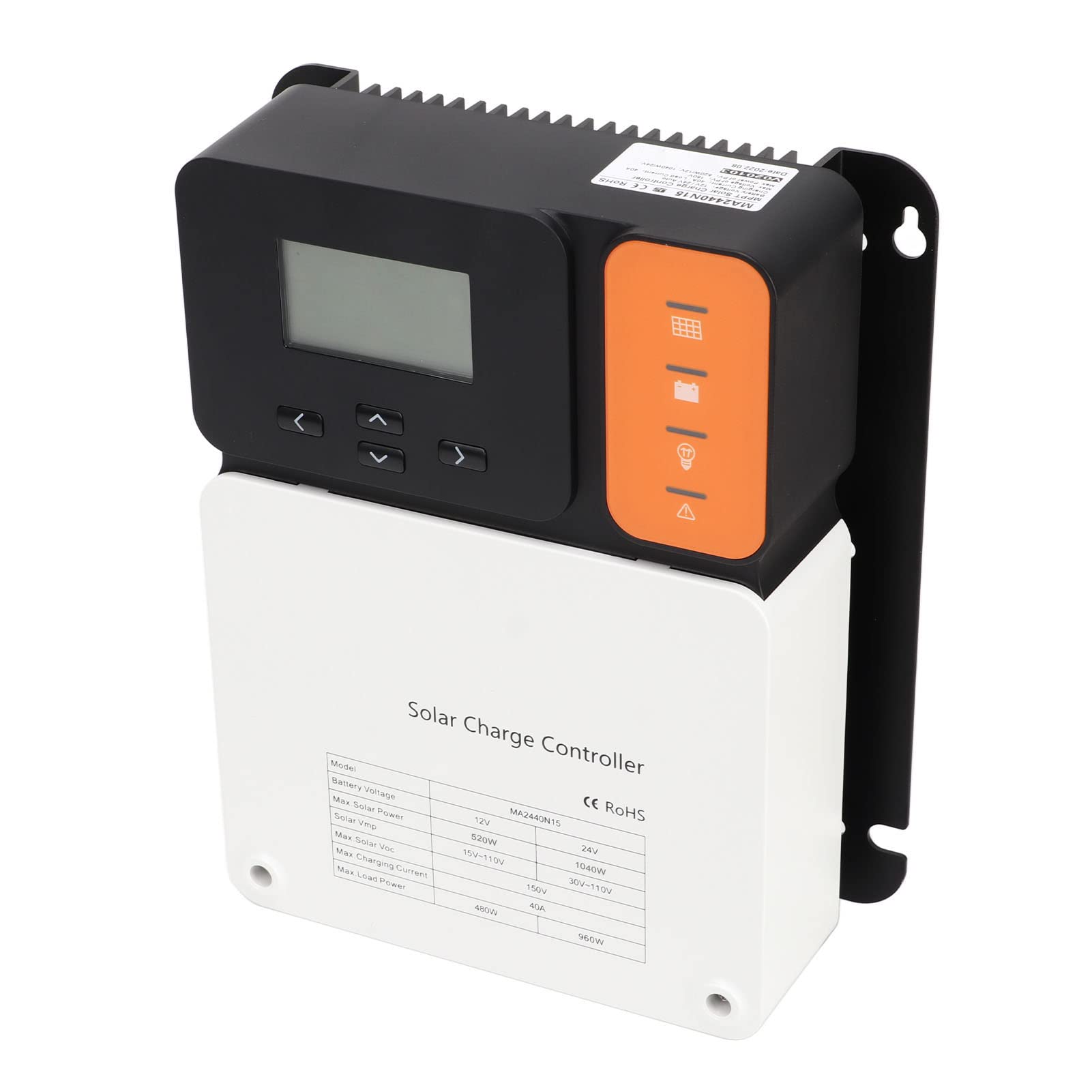 Hyuduo Regolatore di Carica Solare MPPT, Regolatore Batteria Pannello Solare in Lega di Alluminio 40A 12V 24V Automatico, Ingresso Fotovoltaico 150V, , Archiviazione Dati 300 Giorni per Uso Marino