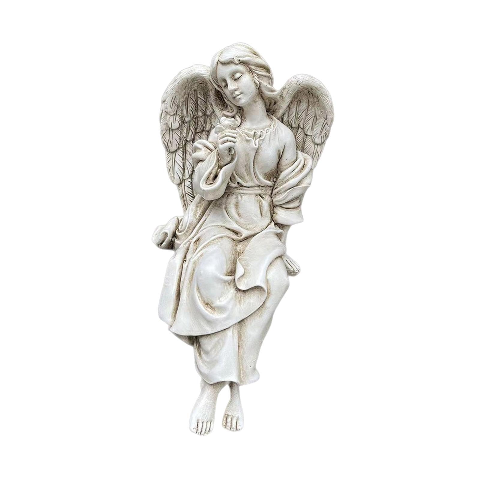 ALCXAZS Angel Garden Statue Figurine Waterproof Resin Beautifully Crafted Angel Sculpture Indoor Outdoor Ambiance Art Decoration Statue Housewarming Gifts