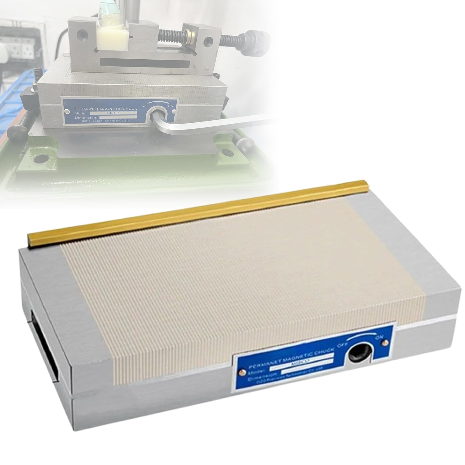 Portabrocas magnético permanente de 100 x 175 mm, poste magnético de 0,5 + 1,5, fuerza de succión ≥ 150 N/Cm², sellado a prueba de fugas para mecanizar piezas de trabajo magnéticas
