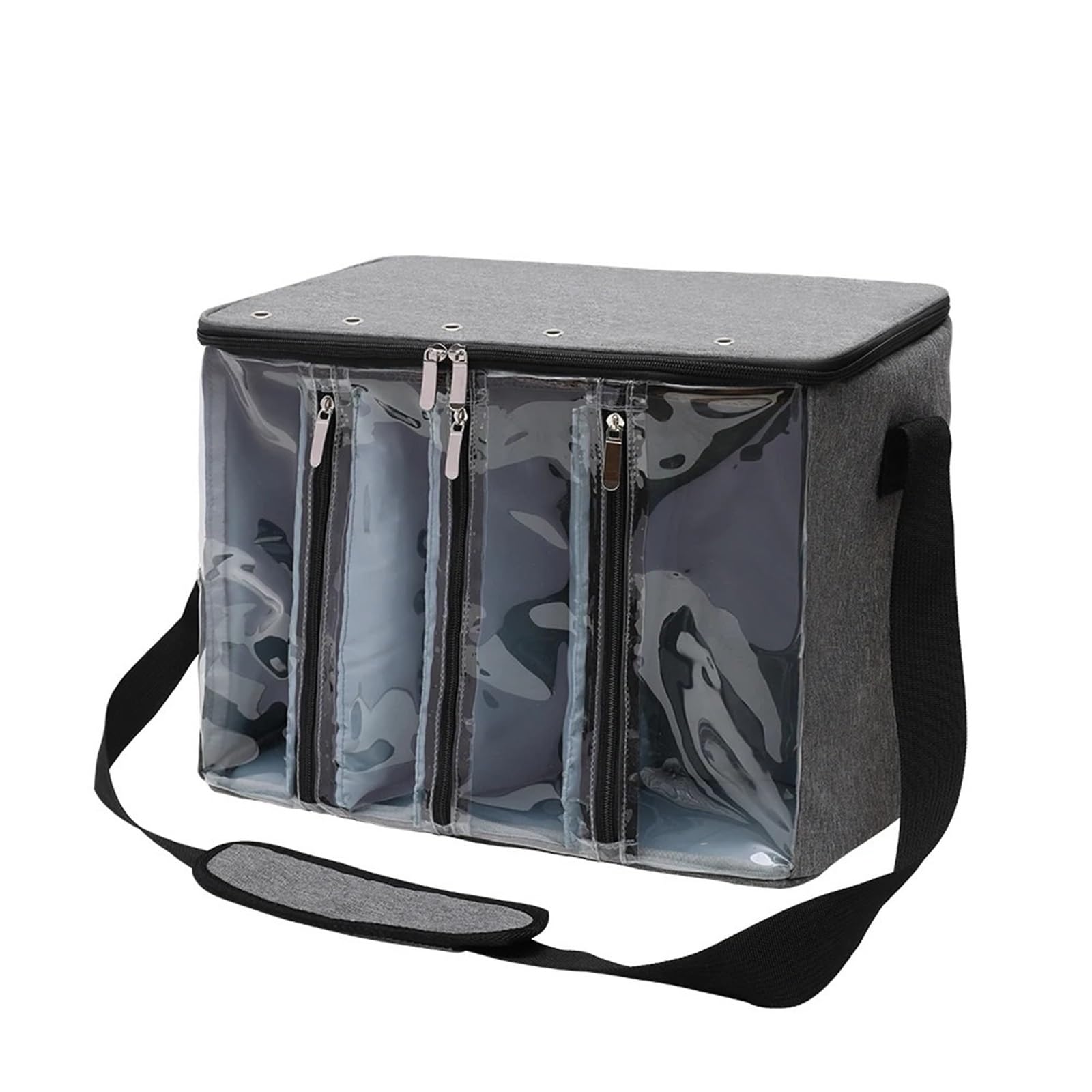 Bolsa para Utensilios de Tejer Bolsa de almacenamiento for lanas con correa for el hombro, bolso de mano tejido de tela Oxford Visible, ganchos de tejer impermeables, bolsas(Gray)