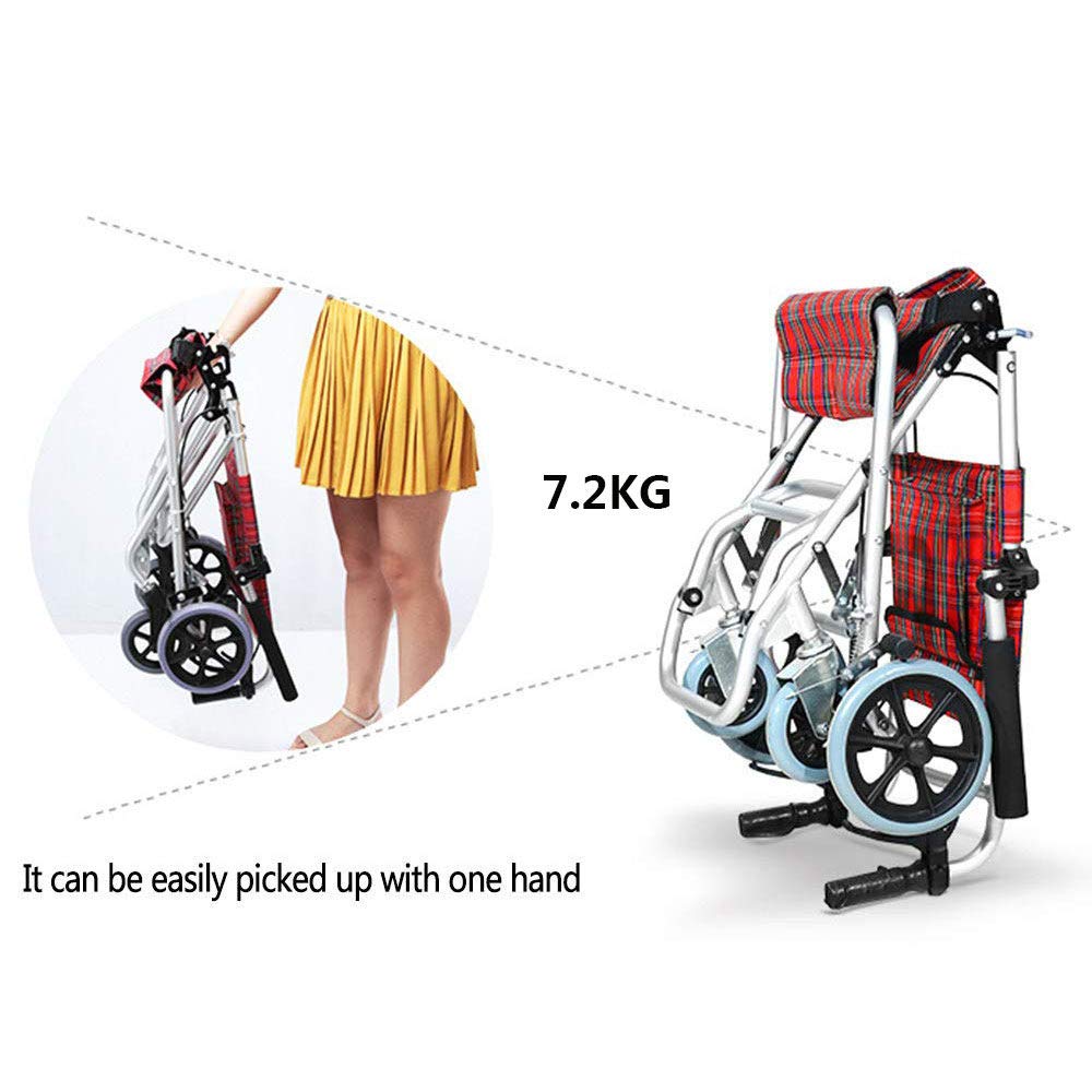 Trolley para Personas Mayores Silla de Ruedas -Sillas de Ruedas autopropulsadas - Trolley Plegable para niños en Silla de Ruedas - Scooter portátil de Ruedas pequeñas