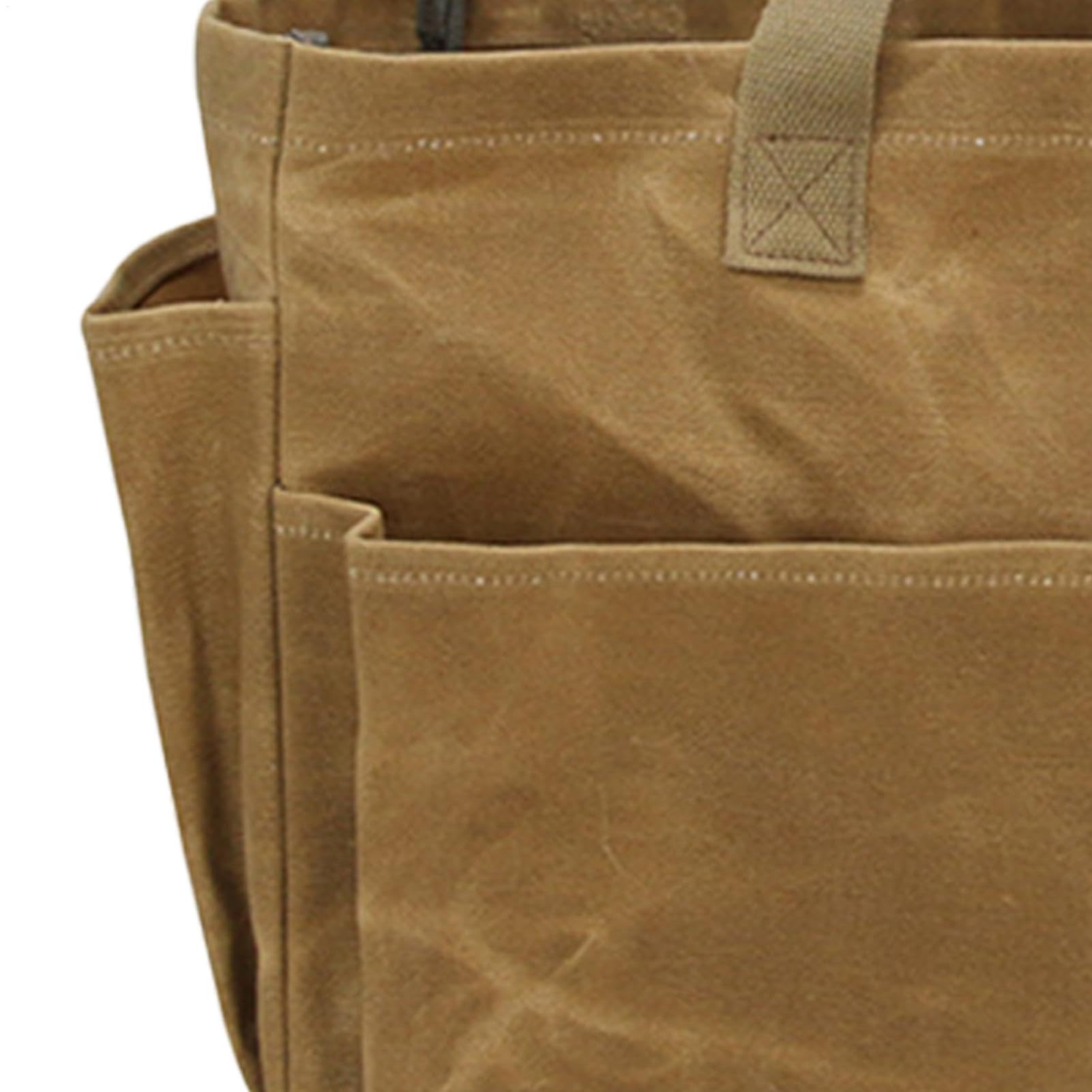 Genérico Camping Picnic Storage Bag, Waterproof Waxed Canvas Tote, Large Multifunctional Outdoor Bag for Camping for Cookware, Grilling, and Garden Tools 46x17.5x28cm