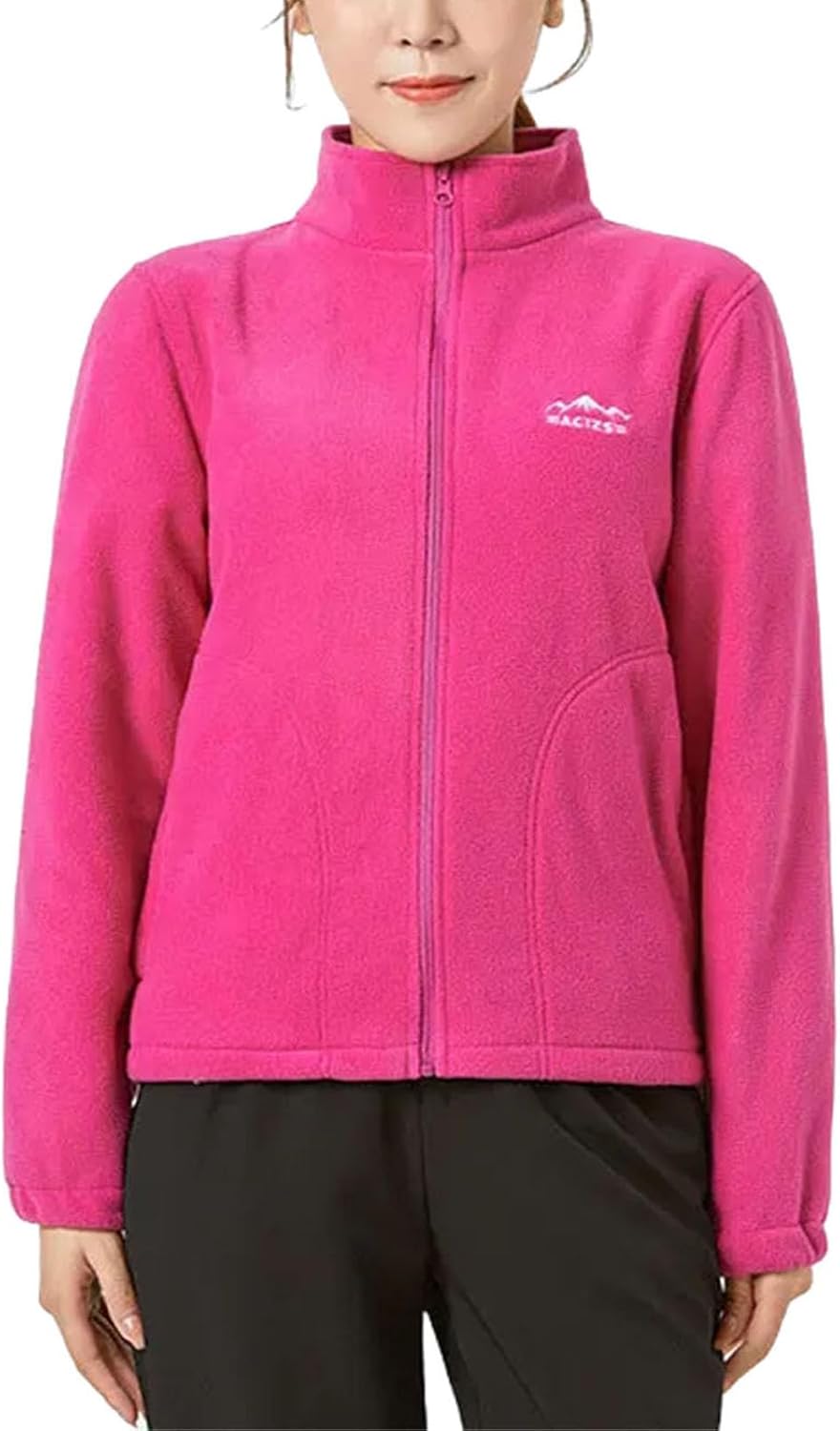 Womens Fleece Jackets Cardigan Stand Collar Mountaineering Travel Camping Hiking Sports Outerwear