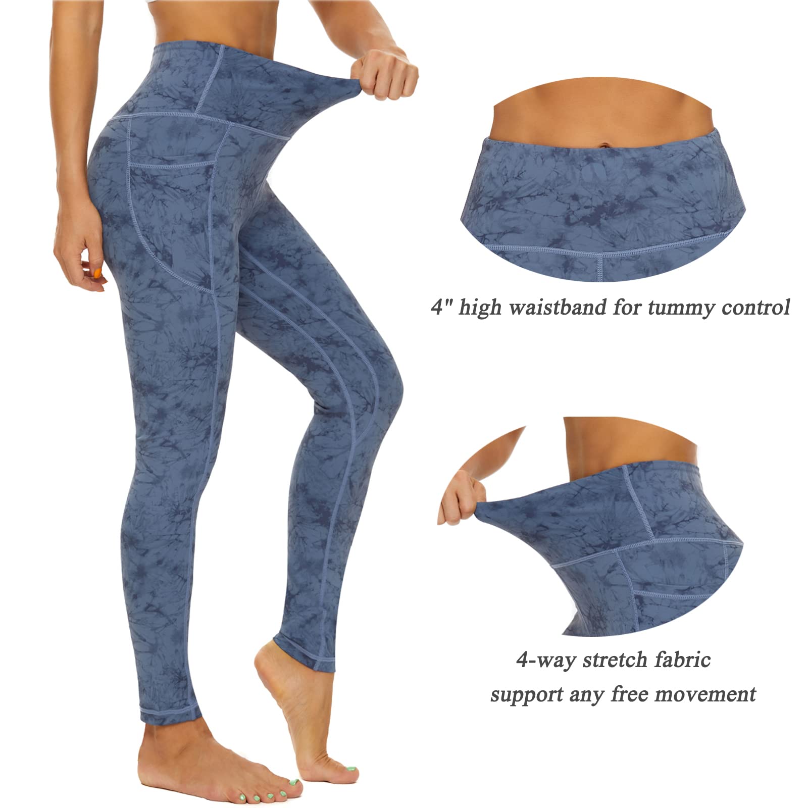 iniber Pantalon de yoga taille haute avec poches pour femme, extensible dans les 4 sens, legging de course à pied, entraînement, pantalon de yoga athlétique